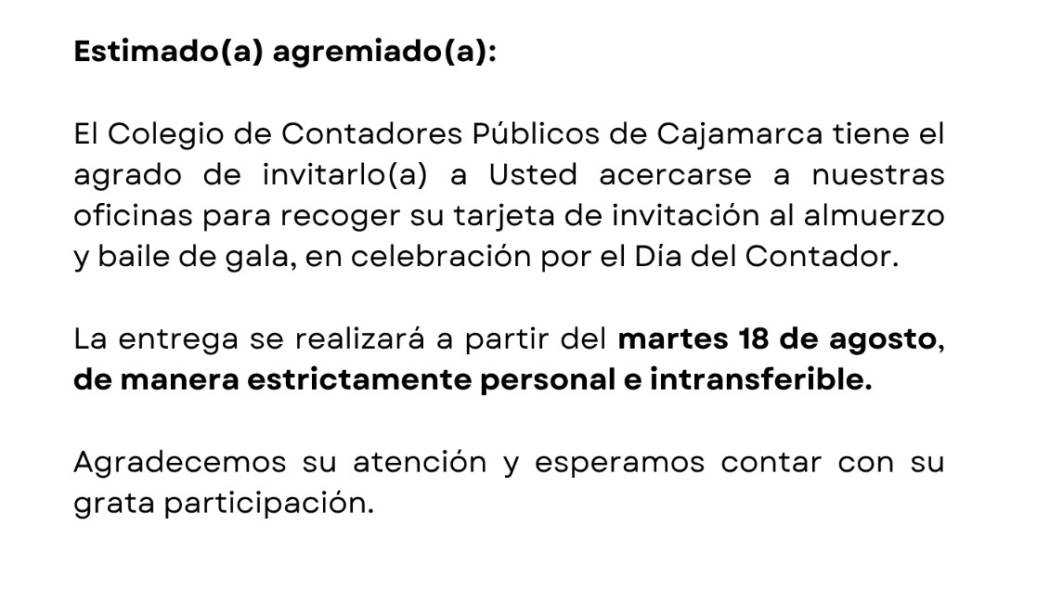 Entrega de Tarjetas de Invitación por el Día del Contador Público
